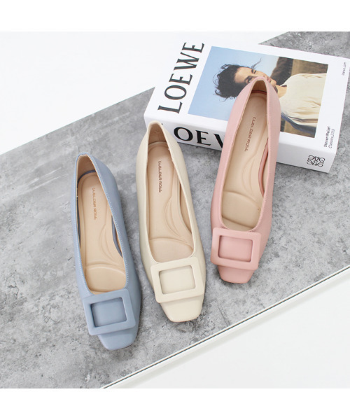 MODE ROBE（モードローブ）の「スクエアバックルパンプス（パンプス・レディース・アイボリー/ブルー/ピンク・22.5㎝/23㎝/23.5㎝/24㎝/24.5㎝/25㎝）」の4枚目の写真