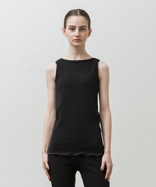 ALLUMER（アリュメール）の「ランダムリブ2WAYタンクトップ（タンクトップ・レディース・アイボリー/ブラック/ブラウン/イエロー・1）」の2枚目の写真