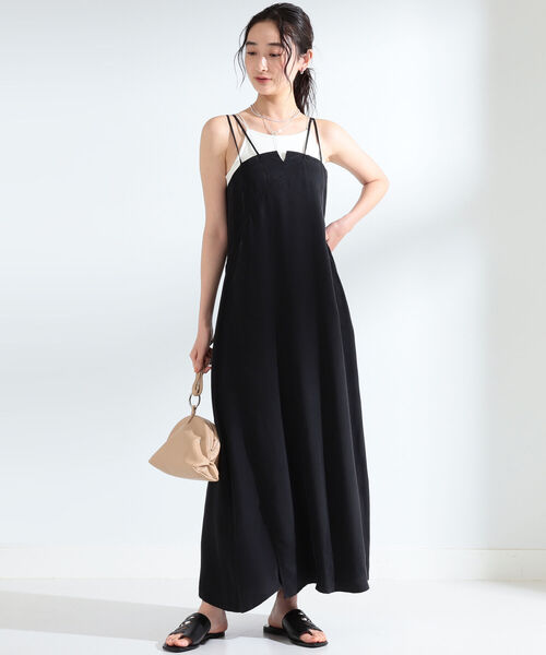 Ray BEAMS（レイビームス）の「Ray BEAMS / ウシロ アキ キャミソール ワンピース（ワンピース・レディース・ブラック/ダークブラウン・1/0）」の3枚目の写真