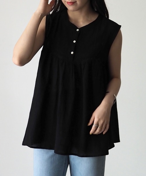 Riberry（リベリー）の「ハシゴレースノースリギャザーブラウス（シャツ/ブラウス・レディース・ブラック/ベージュ/オフホワイト/カーキ・MEDIUM）」の15枚目の写真