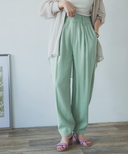 ITEMS URBANRESEARCH（アイテムズ アーバンリサーチ）の「麻混ワイドパンツ（その他パンツ・レディース・ミント/ベージュ・FREE）」の2枚目の写真