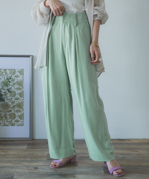 ITEMS URBANRESEARCH（アイテムズ アーバンリサーチ）の「麻混ワイドパンツ（その他パンツ・レディース・ミント/ベージュ・FREE）」の5枚目の写真