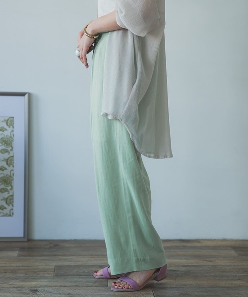 ITEMS URBANRESEARCH（アイテムズ アーバンリサーチ）の「麻混ワイドパンツ（その他パンツ・レディース・ミント/ベージュ・FREE）」の7枚目の写真