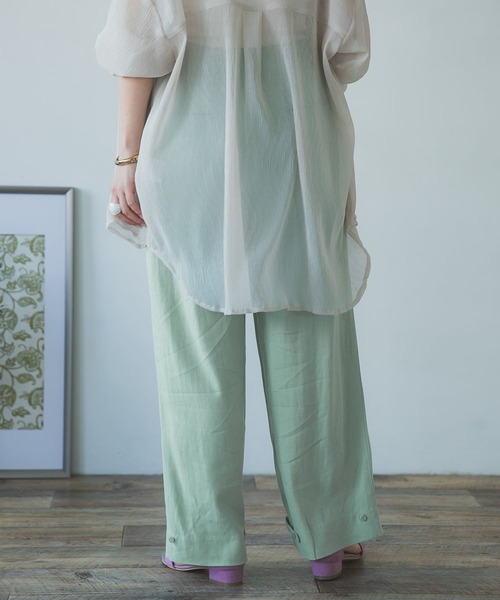 ITEMS URBANRESEARCH（アイテムズ アーバンリサーチ）の「麻混ワイドパンツ（その他パンツ・レディース・ミント/ベージュ・FREE）」の8枚目の写真