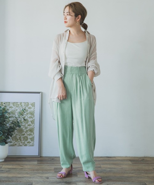 ITEMS URBANRESEARCH（アイテムズ アーバンリサーチ）の「麻混ワイドパンツ（その他パンツ・レディース・ミント/ベージュ・FREE）」の9枚目の写真