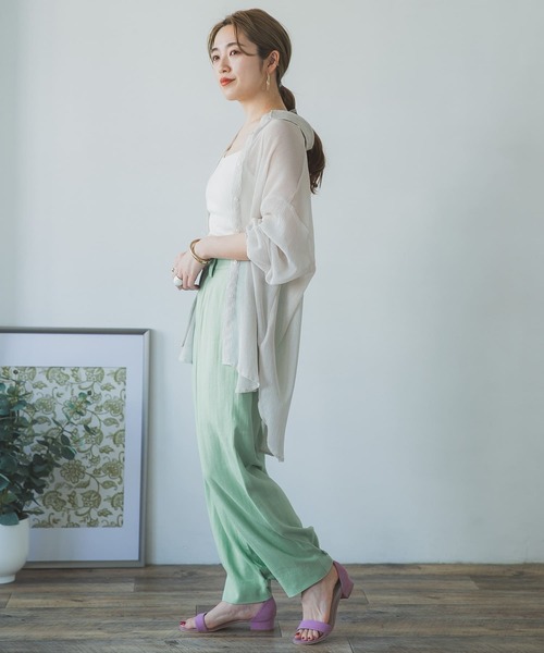 ITEMS URBANRESEARCH（アイテムズ アーバンリサーチ）の「麻混ワイドパンツ（その他パンツ・レディース・ミント/ベージュ・FREE）」の11枚目の写真