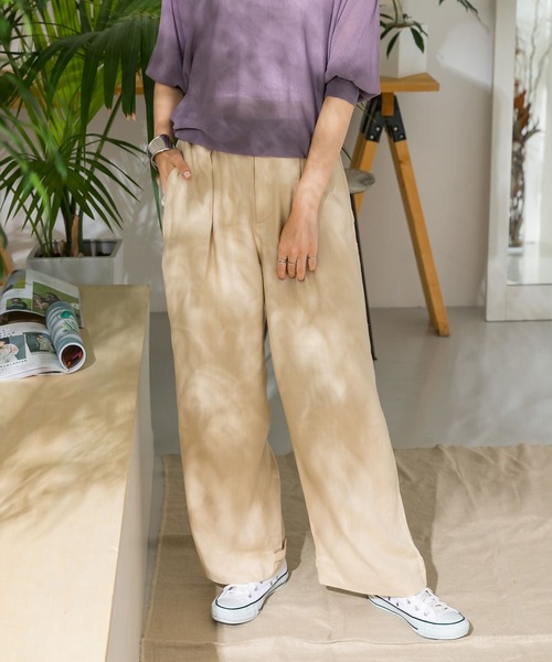 ITEMS URBANRESEARCH（アイテムズ アーバンリサーチ）の「麻混ワイドパンツ（その他パンツ・レディース・ミント/ベージュ・FREE）」の12枚目の写真