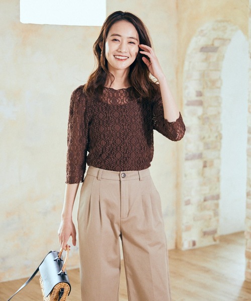 Andemiu（アンデミュウ）の「レースカットソー948879（Tシャツ/カットソー・レディース・ブラック/ベージュ/ブラウン・FREE）」の7枚目の写真