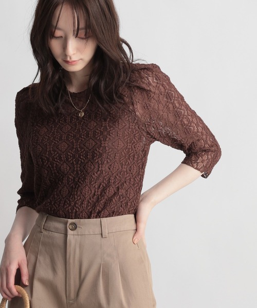 Andemiu（アンデミュウ）の「レースカットソー948879（Tシャツ/カットソー・レディース・ブラック/ベージュ/ブラウン・FREE）」の10枚目の写真