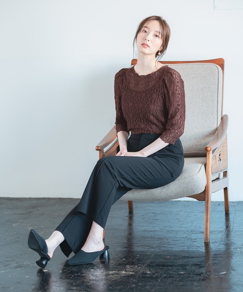 Andemiu（アンデミュウ）の「レースカットソー948879（Tシャツ/カットソー・レディース・ブラック/ベージュ/ブラウン・FREE）」の5枚目の写真