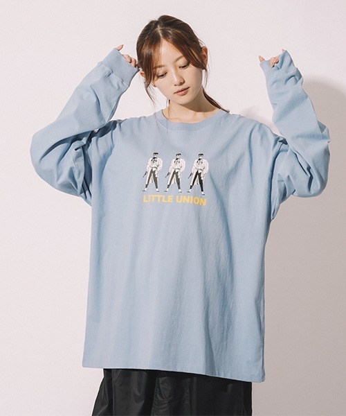LITTLE UNION（リトルユニオン）の「【カメレオン meets LITTLE UNION】ｷｭｳ L/S TEE（Tシャツ/カットソー・メンズ・ブルー/ホワイト/ブラック・MEDIUM/LARGE）」の3枚目の写真