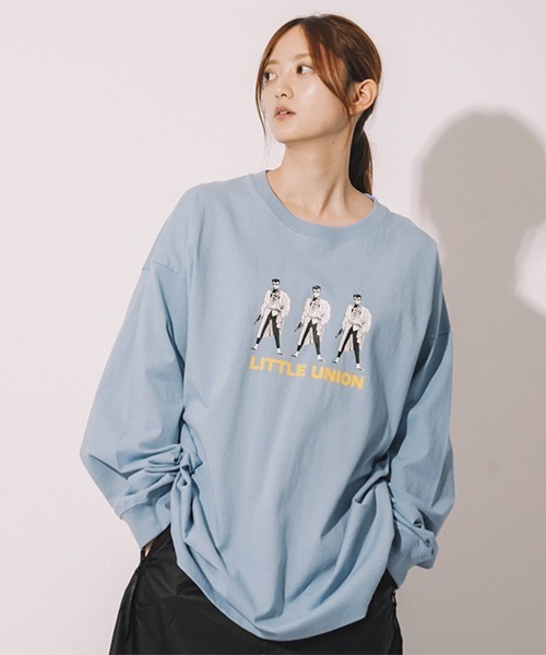 LITTLE UNION（リトルユニオン）の「【カメレオン meets LITTLE UNION】ｷｭｳ L/S TEE（Tシャツ/カットソー・メンズ・ブルー/ホワイト/ブラック・MEDIUM/LARGE）」の9枚目の写真