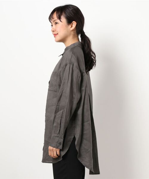 NATURAL BEAUTY BASIC（ナチュラルビューティーベーシック）の「ラミーシャツブラウス（シャツ/ブラウス・レディース・ライトグリーン/オフホワイト/ブラウン/グレー系その他・MEDIUM）」の5枚目の写真