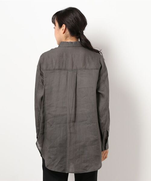 NATURAL BEAUTY BASIC（ナチュラルビューティーベーシック）の「ラミーシャツブラウス（シャツ/ブラウス・レディース・ライトグリーン/オフホワイト/ブラウン/グレー系その他・MEDIUM）」の6枚目の写真