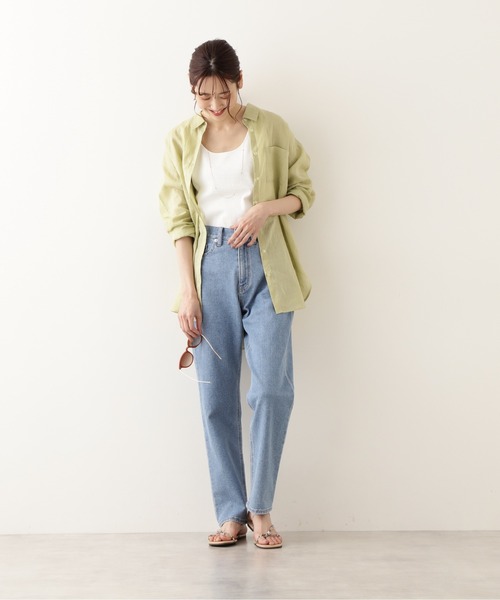 NATURAL BEAUTY BASIC（ナチュラルビューティーベーシック）の「ラミーシャツブラウス（シャツ/ブラウス・レディース・ライトグリーン/オフホワイト/ブラウン/グレー系その他・MEDIUM）」の4枚目の写真