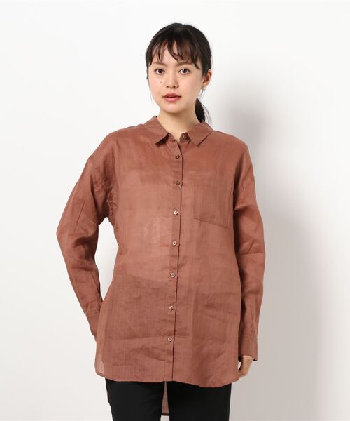 NATURAL BEAUTY BASIC（ナチュラルビューティーベーシック）の「ラミーシャツブラウス（シャツ/ブラウス・レディース・ライトグリーン/オフホワイト/ブラウン/グレー系その他・MEDIUM）」の7枚目の写真