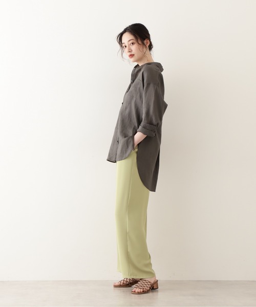 NATURAL BEAUTY BASIC（ナチュラルビューティーベーシック）の「ラミーシャツブラウス（シャツ/ブラウス・レディース・ライトグリーン/オフホワイト/ブラウン/グレー系その他・MEDIUM）」の13枚目の写真