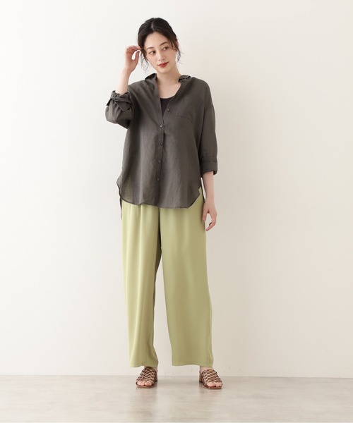 NATURAL BEAUTY BASIC（ナチュラルビューティーベーシック）の「ラミーシャツブラウス（シャツ/ブラウス・レディース・ライトグリーン/オフホワイト/ブラウン/グレー系その他・MEDIUM）」の14枚目の写真