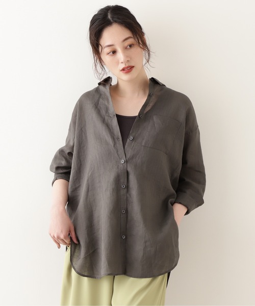 NATURAL BEAUTY BASIC（ナチュラルビューティーベーシック）の「ラミーシャツブラウス（シャツ/ブラウス・レディース・ライトグリーン/オフホワイト/ブラウン/グレー系その他・MEDIUM）」の15枚目の写真