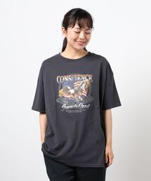SPINNS | 【ゆったりデザイン】USED風イーグルデザイン半袖ビッグTシャツ(Tシャツ/カットソー)