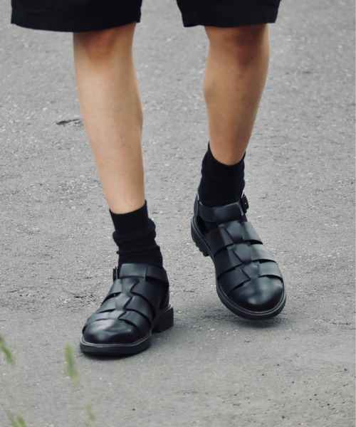 INTER FACTORY(インターファクトリー)の「【WEARISTA 風早ゆうた - シャークソール シンセティックレザー グルカサンダル made in INTER FACTORY】(サンダル・メンズ・ブラック・MEDIUM/SMALL/LARGE)」の10枚目の写真