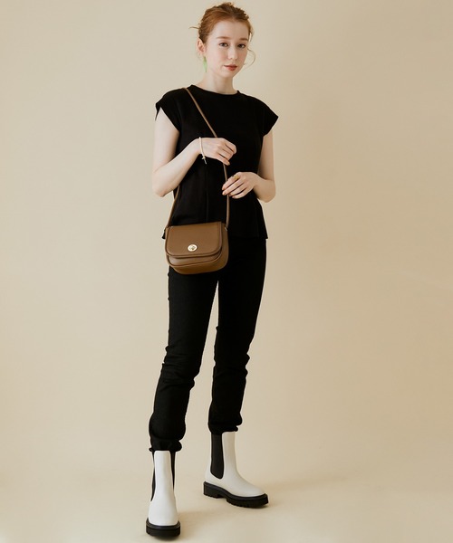 MADEMOISELLE ROPE'（マドモアゼル ロペ）の「【セット対応】ハニカムキャップスリーブプルオーバー（Tシャツ/カットソー・レディース・ブラック/オフホワイト/オレンジ・38）」の7枚目の写真