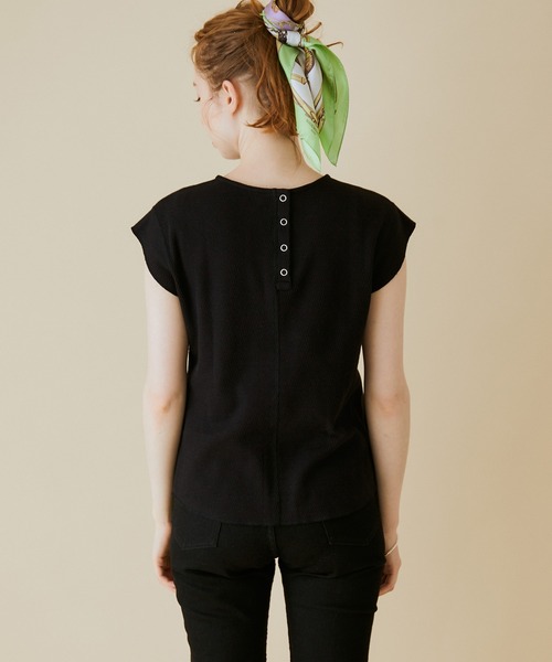 MADEMOISELLE ROPE'（マドモアゼル ロペ）の「【セット対応】ハニカムキャップスリーブプルオーバー（Tシャツ/カットソー・レディース・ブラック/オフホワイト/オレンジ・38）」の12枚目の写真