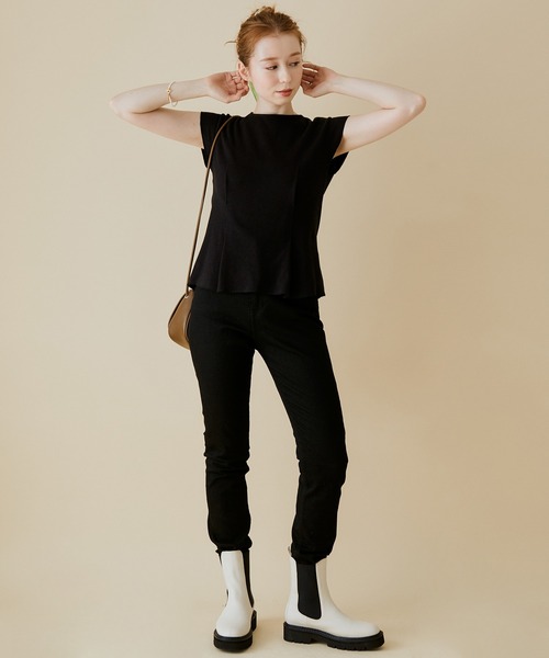 MADEMOISELLE ROPE'（マドモアゼル ロペ）の「【セット対応】ハニカムキャップスリーブプルオーバー（Tシャツ/カットソー・レディース・ブラック/オフホワイト/オレンジ・38）」の18枚目の写真