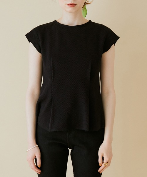 MADEMOISELLE ROPE'（マドモアゼル ロペ）の「【セット対応】ハニカムキャップスリーブプルオーバー（Tシャツ/カットソー・レディース・ブラック/オフホワイト/オレンジ・38）」の21枚目の写真