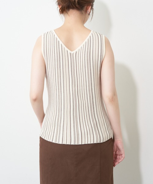 natural couture(ナチュラルクチュール)の「カラーストライプ2WAYニットタンク(ニット/セーター・レディース・アイボリー/ブラウン/パープル・FREE)」の13枚目の写真