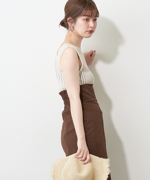 natural couture(ナチュラルクチュール)の「カラーストライプ2WAYニットタンク(ニット/セーター・レディース・アイボリー/ブラウン/パープル・FREE)」の20枚目の写真