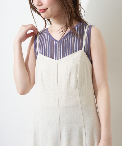 natural couture(ナチュラルクチュール)の「カラーストライプ2WAYニットタンク(ニット/セーター・レディース・アイボリー/ブラウン/パープル・FREE)」の21枚目の写真