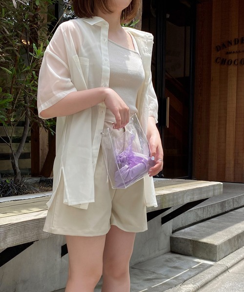 mimi toujours（ミミトゥジュール）の「ショルダーバッグ クリア 巾着ポーチ付き（ショルダーバッグ・レディース・ミント/ラベンダー・F）」の3枚目の写真