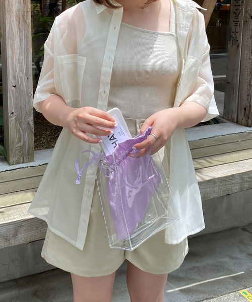 mimi toujours（ミミトゥジュール）の「ショルダーバッグ クリア 巾着ポーチ付き（ショルダーバッグ・レディース・ミント/ラベンダー・F）」の4枚目の写真