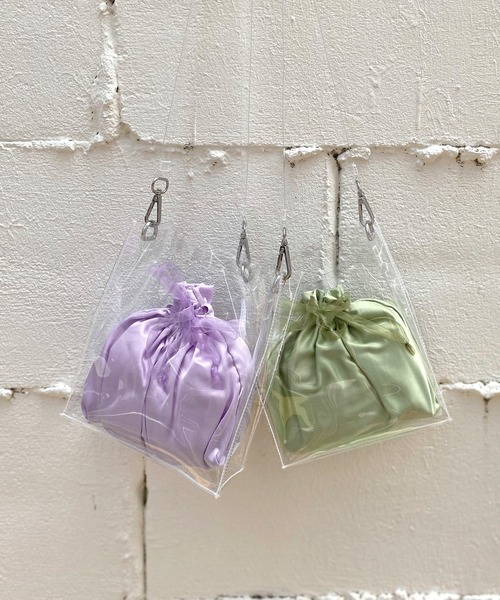 mimi toujours（ミミトゥジュール）の「ショルダーバッグ クリア 巾着ポーチ付き（ショルダーバッグ・レディース・ミント/ラベンダー・F）」の7枚目の写真