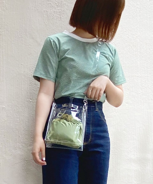 mimi toujours（ミミトゥジュール）の「ショルダーバッグ クリア 巾着ポーチ付き（ショルダーバッグ・レディース・ミント/ラベンダー・F）」の9枚目の写真