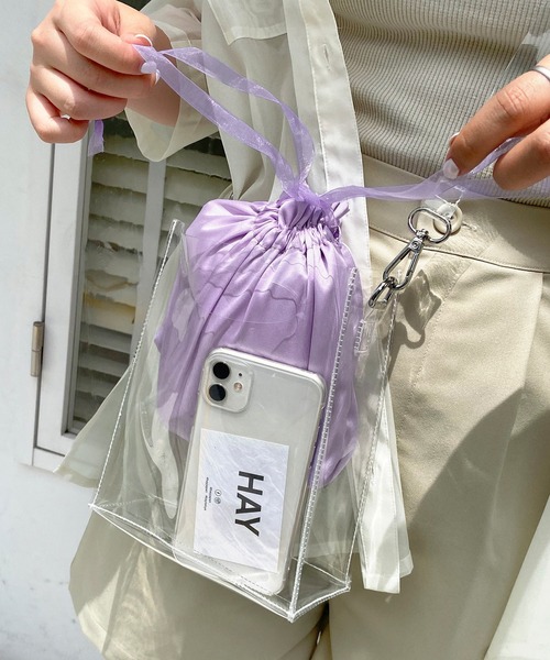 mimi toujours（ミミトゥジュール）の「ショルダーバッグ クリア 巾着ポーチ付き（ショルダーバッグ・レディース・ミント/ラベンダー・F）」の14枚目の写真