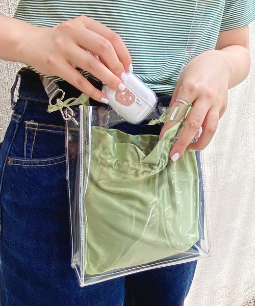 mimi toujours（ミミトゥジュール）の「ショルダーバッグ クリア 巾着ポーチ付き（ショルダーバッグ・レディース・ミント/ラベンダー・F）」の16枚目の写真