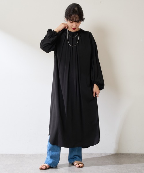 SHENERY（シーナリー）の「背中開きギャザードレス（ドレス・レディース・ブラック/オフホワイト・FREE）」の6枚目の写真