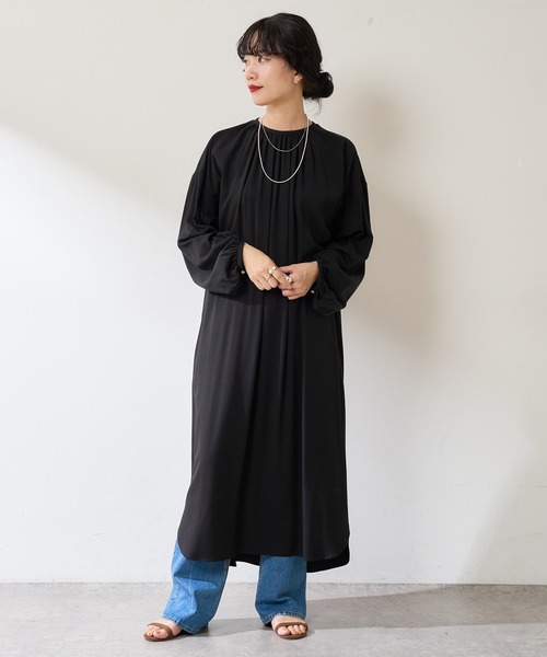 SHENERY（シーナリー）の「背中開きギャザードレス（ドレス・レディース・ブラック/オフホワイト・FREE）」の18枚目の写真