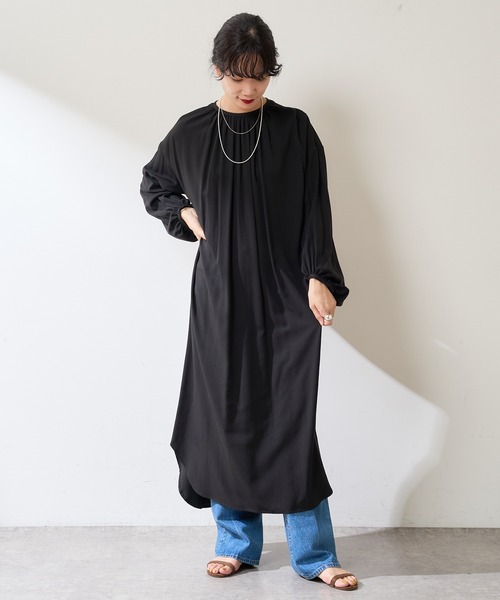 SHENERY（シーナリー）の「背中開きギャザードレス（ドレス・レディース・ブラック/オフホワイト・FREE）」の9枚目の写真