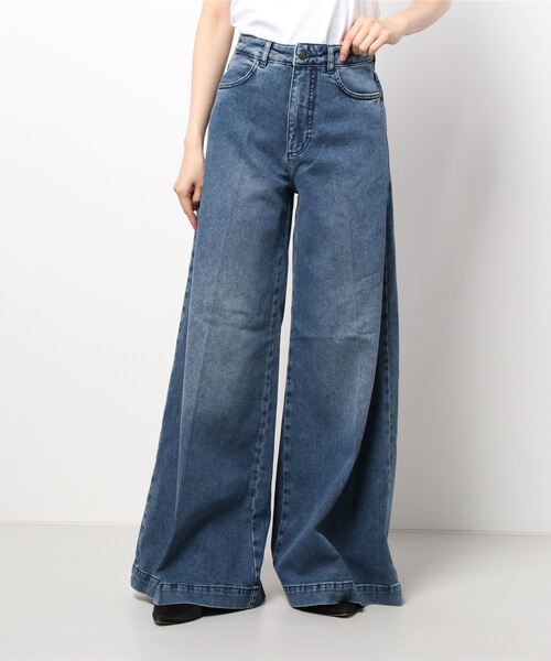 SISLEY(シスレー)の「フレアワイドデニムパンツ(デニムパンツ・レディース・インディゴブルー・26inch/25inch/27inch/28inch)」の9枚目の写真