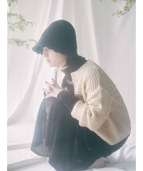 merry jenny（メリージェニー）の「fuwafuwa knit hat（ハット・レディース・ブラック/ベージュ/オフホワイト・FREE）」の20枚目の写真
