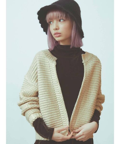 merry jenny（メリージェニー）の「fuwafuwa knit hat（ハット・レディース・ブラック/ベージュ/オフホワイト・FREE）」の5枚目の写真