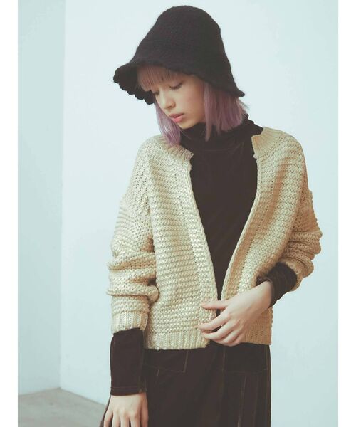 merry jenny（メリージェニー）の「fuwafuwa knit hat（ハット・レディース・ブラック/ベージュ/オフホワイト・FREE）」の11枚目の写真