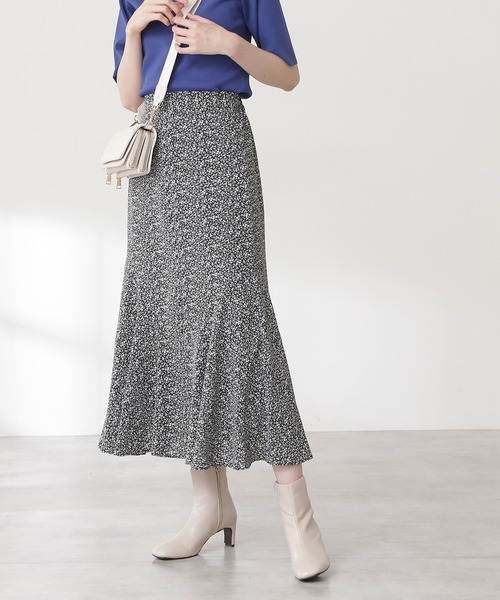 N.（N. Natural Beauty Basic）（エヌエヌナチュラルビューティーベーシック）の「◆小花プリントペプラムスカート（スカート・レディース・オフホワイト/ブラック/パープル・MEDIUM）」の3枚目の写真