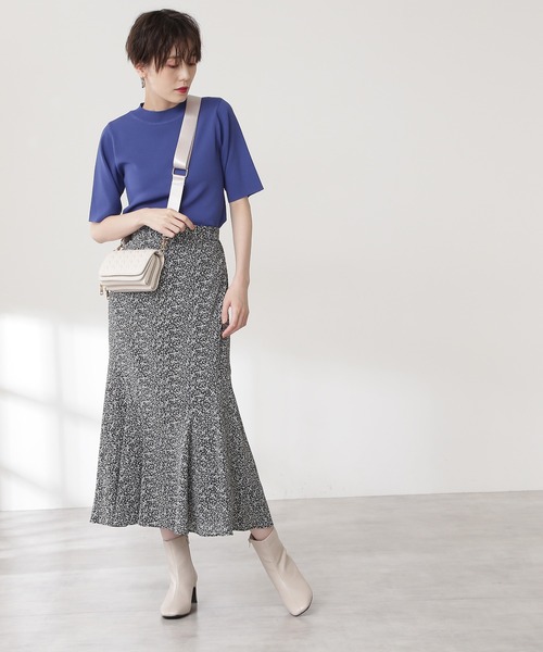 N.（N. Natural Beauty Basic）（エヌエヌナチュラルビューティーベーシック）の「◆小花プリントペプラムスカート（スカート・レディース・オフホワイト/ブラック/パープル・MEDIUM）」の7枚目の写真