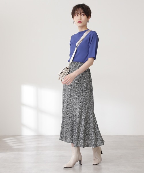 N.（N. Natural Beauty Basic）（エヌエヌナチュラルビューティーベーシック）の「◆小花プリントペプラムスカート（スカート・レディース・オフホワイト/ブラック/パープル・MEDIUM）」の8枚目の写真