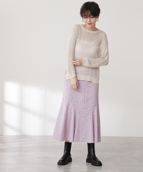 N.（N. Natural Beauty Basic）（エヌエヌナチュラルビューティーベーシック）の「◆小花プリントペプラムスカート（スカート・レディース・オフホワイト/ブラック/パープル・MEDIUM）」の10枚目の写真