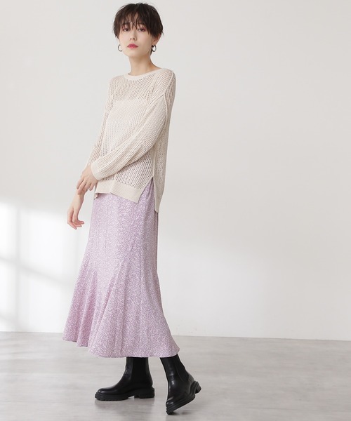 N.（N. Natural Beauty Basic）（エヌエヌナチュラルビューティーベーシック）の「◆小花プリントペプラムスカート（スカート・レディース・オフホワイト/ブラック/パープル・MEDIUM）」の11枚目の写真